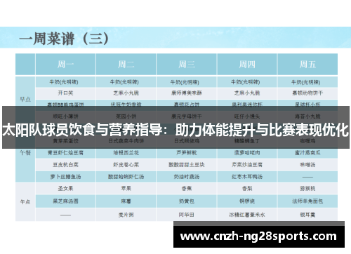 太阳队球员饮食与营养指导：助力体能提升与比赛表现优化