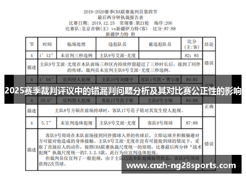 2025赛季裁判评议中的错漏判问题分析及其对比赛公正性的影响