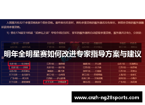 明年全明星赛如何改进专家指导方案与建议